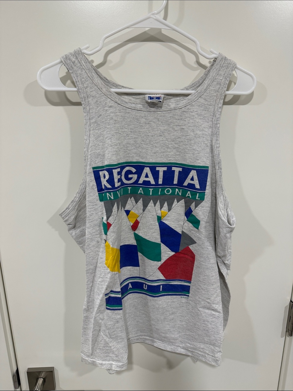 Regatta Invitational Graphic Tank - Gray with Multicolor Sail Print